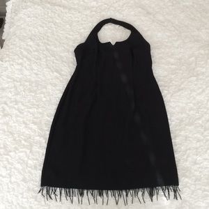 CDC little black dress with beaded hem halter neck